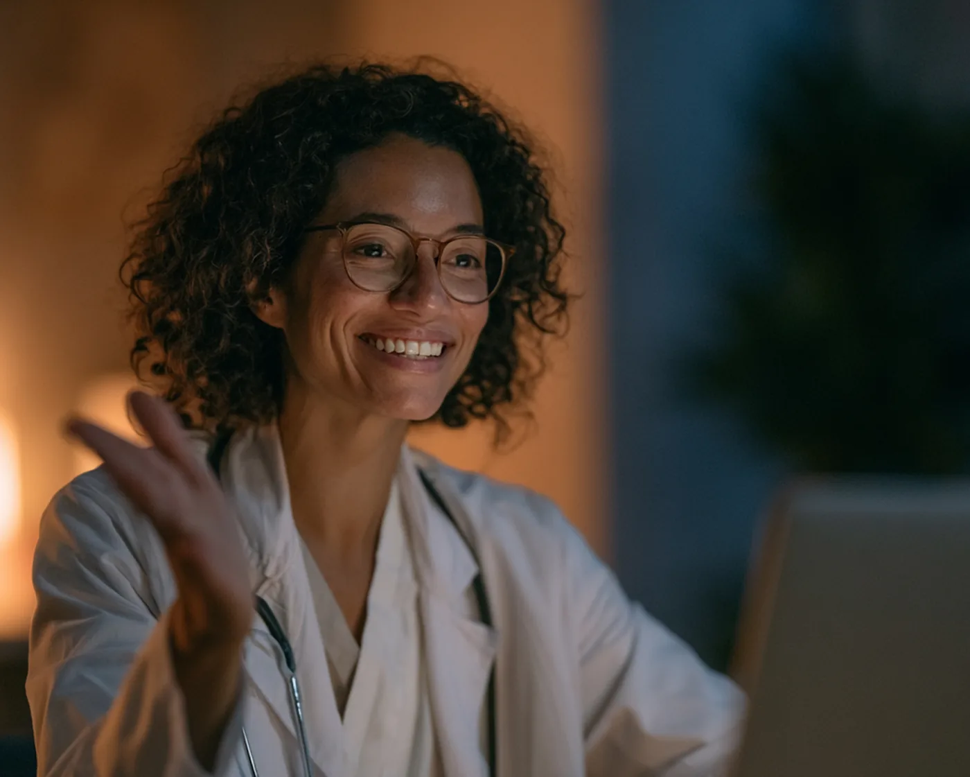 InstaRx provider waving during a telehealth check-in